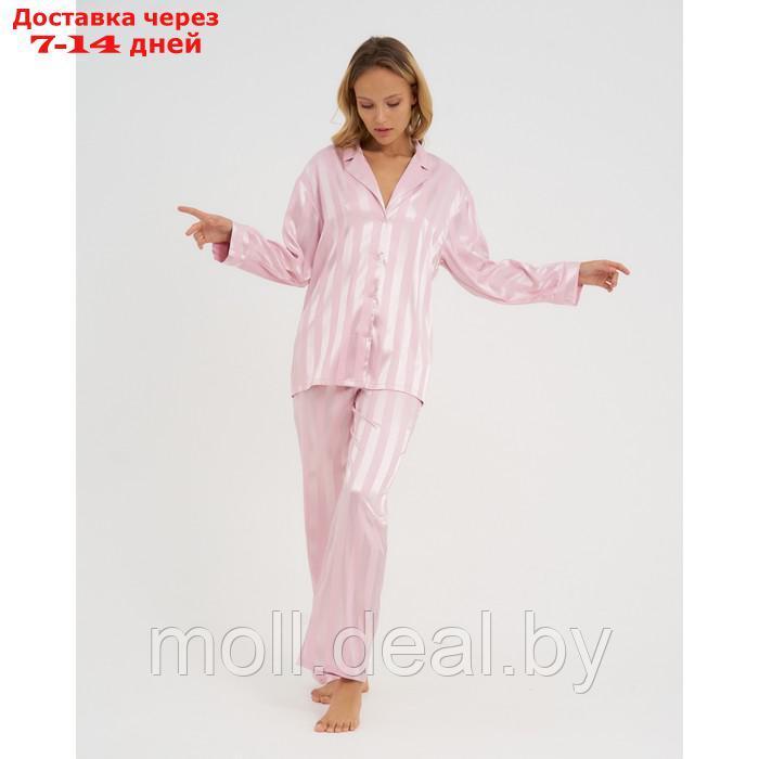 Пижама женская (рубашка, брюки) KAFTAN "Полоска", пудровый, р.48-50 - фото 5 - id-p201775254