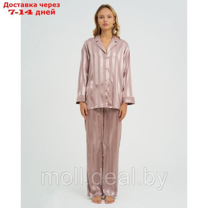 Пижама женская (рубашка, брюки) KAFTAN "Полоска", кофейный, р.48-50 - фото 2 - id-p201775255