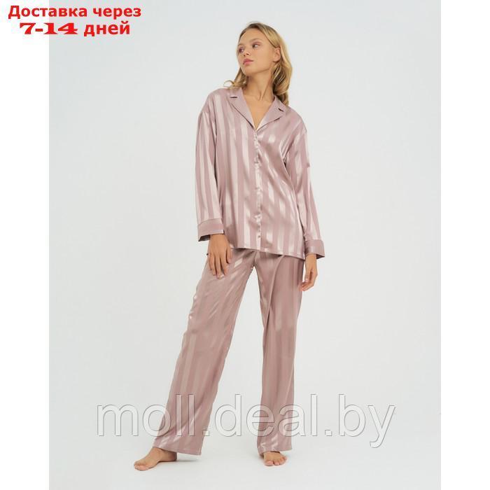 Пижама женская (рубашка, брюки) KAFTAN "Полоска", кофейный, р.48-50 - фото 5 - id-p201775255