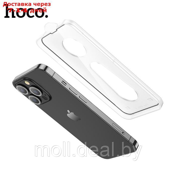Защитное стекло Hoco для iPhone 14 Plus/13 Pro Max, с рамкой для установки, полный клей - фото 4 - id-p201775267