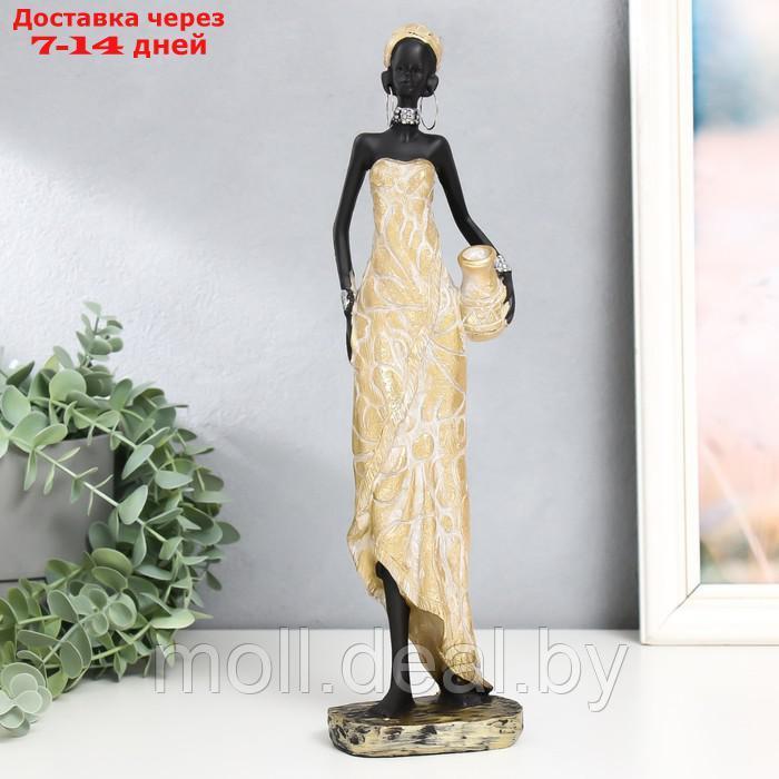 Сувенир полистоун "Африканка с кувшином в светлом платье с листьями" МИКС 8,5х6,3х33,5 см - фото 2 - id-p201776410