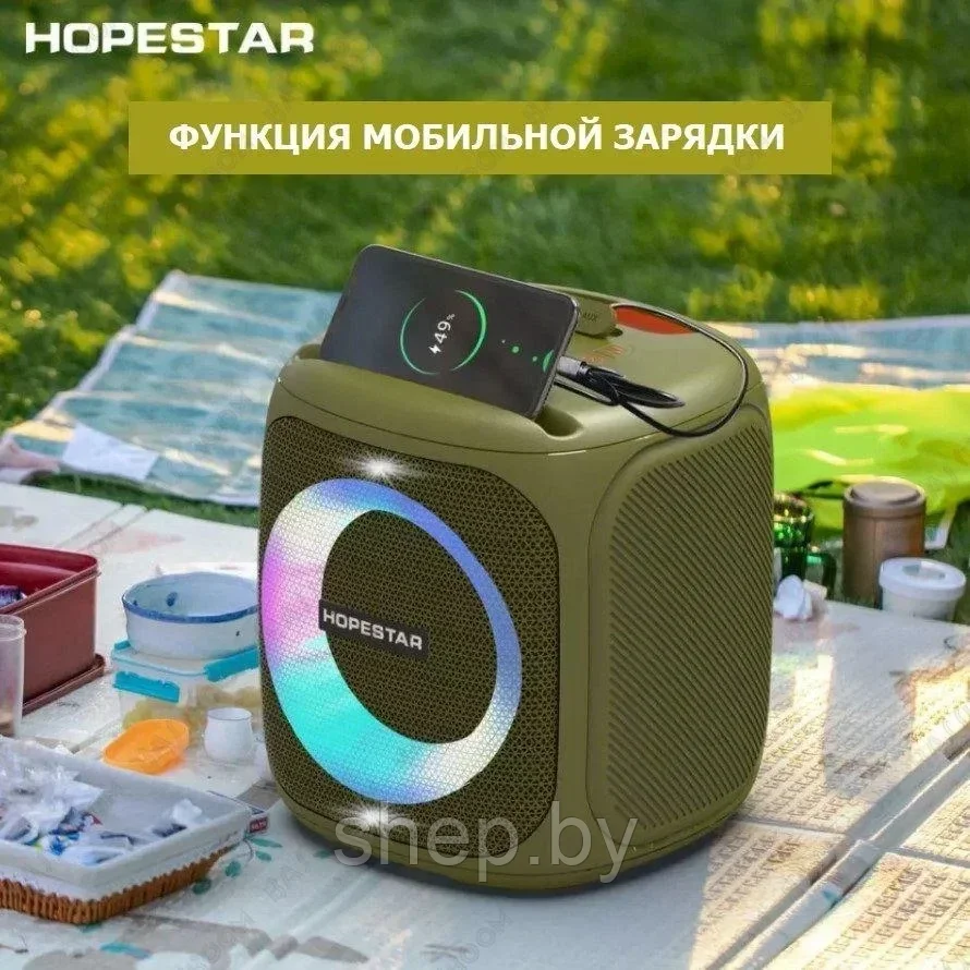 Портативная колонка Hopestar Party 100 с беспроводным микрофоном цвет : черный, зеленый - фото 5 - id-p201806828