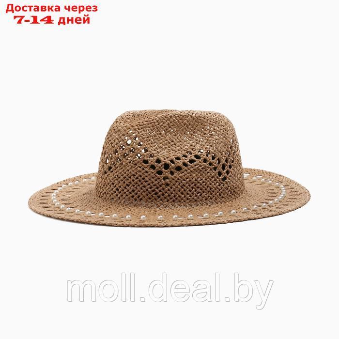 Шляпа с декором MINAKU цвет коричневый, р-р 56-58 - фото 1 - id-p201776462
