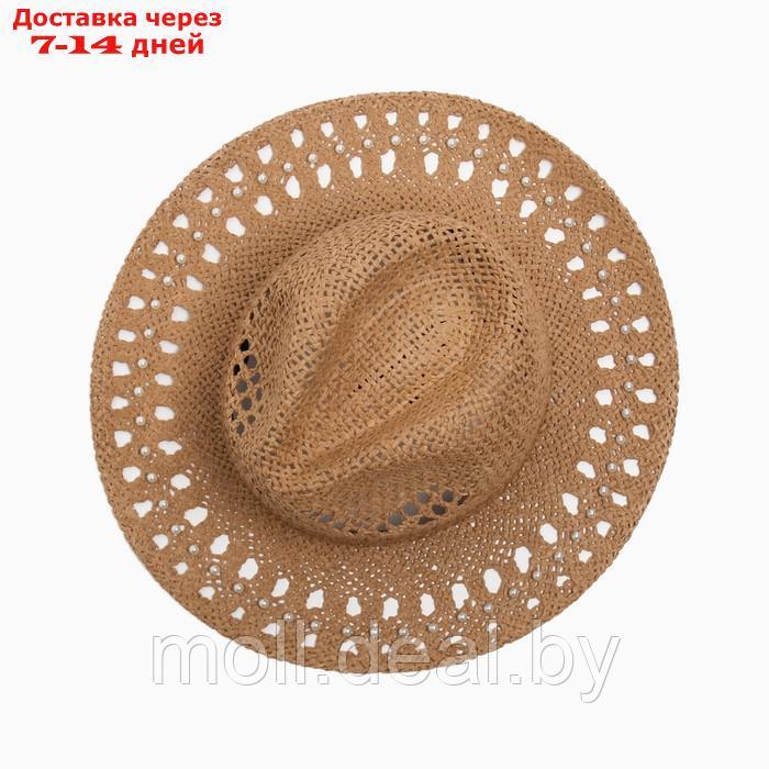 Шляпа с декором MINAKU цвет коричневый, р-р 56-58 - фото 2 - id-p201776462
