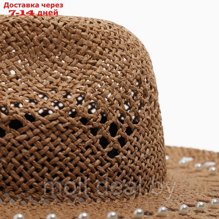 Шляпа с декором MINAKU цвет коричневый, р-р 56-58 - фото 3 - id-p201776462