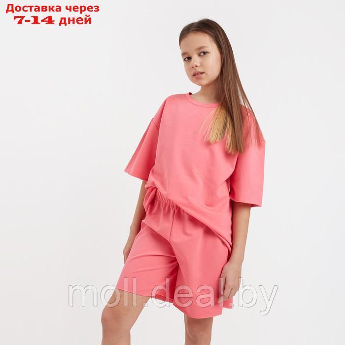 Комплект для девочки (футболка, шорты) MINAKU цвет розовый, рост 116 - фото 5 - id-p201773484