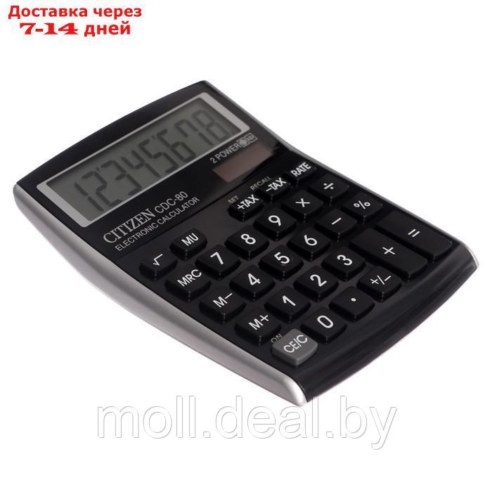 Калькулятор настольный, 8 разрядов, Citizen CDC-80BKWB, двойное питание, 109 х 135 х 25 мм, черный - фото 2 - id-p201775613