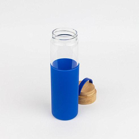 Бутылка стеклянная с силиконовой манжетой и бамбуковой крышкой Glass 500 мл - фото 2 - id-p201806971
