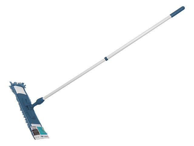 Швабра для пола с насадкой из шенилла, темно-синяя, PERFECTO LINEA (Телескопическая рукоятка 67-120 см)