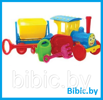 Паровозик игрушка для песочницы игрушечный, поезд набор игрушек Doloni-Toys 013222/1 для детей малышей