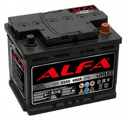 Аккумулятор ALFA Hybrid 55 L (480A, 242*175*190)