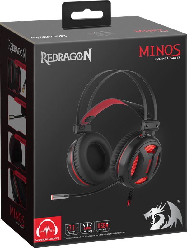 Наушники с микрофоном накладные Игровые Redragon Minos красный + черный 2м 78368 - фото 6 - id-p201743542