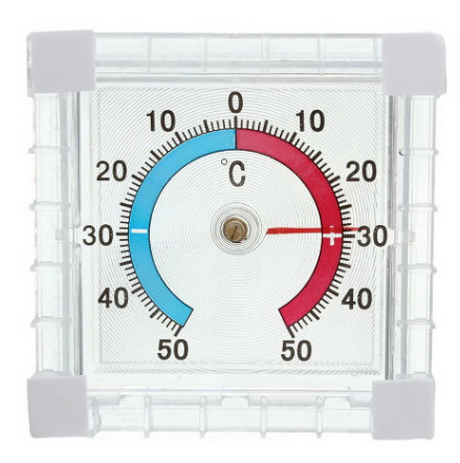 Термометр оконный, биметаллический, квадратный, ТББ, 10x70x75 мм - 60-0-303 - фото 1 - id-p133399368
