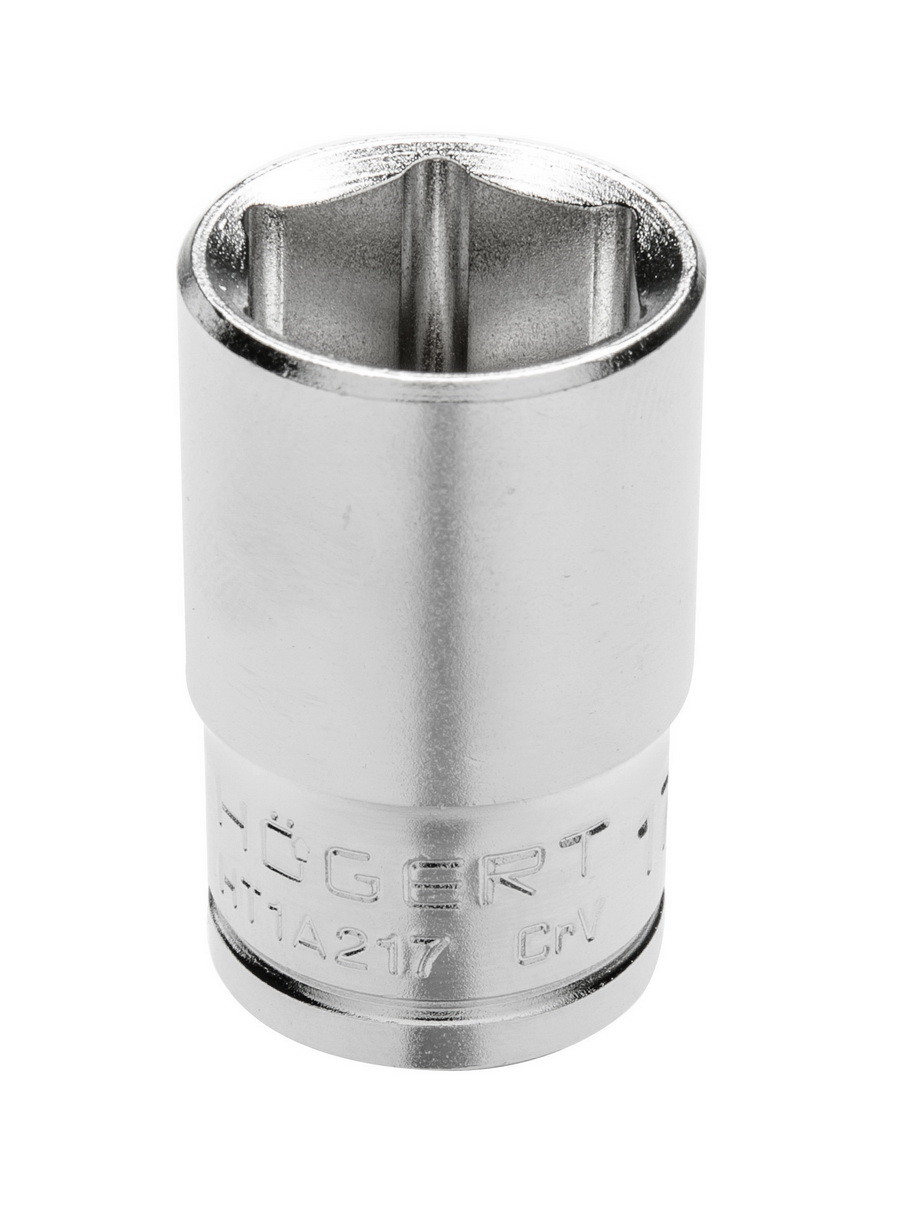 Торцевая головка шестигранная 1/2, 17 мм, сталь CrV, DIN 3124 - HT1A217