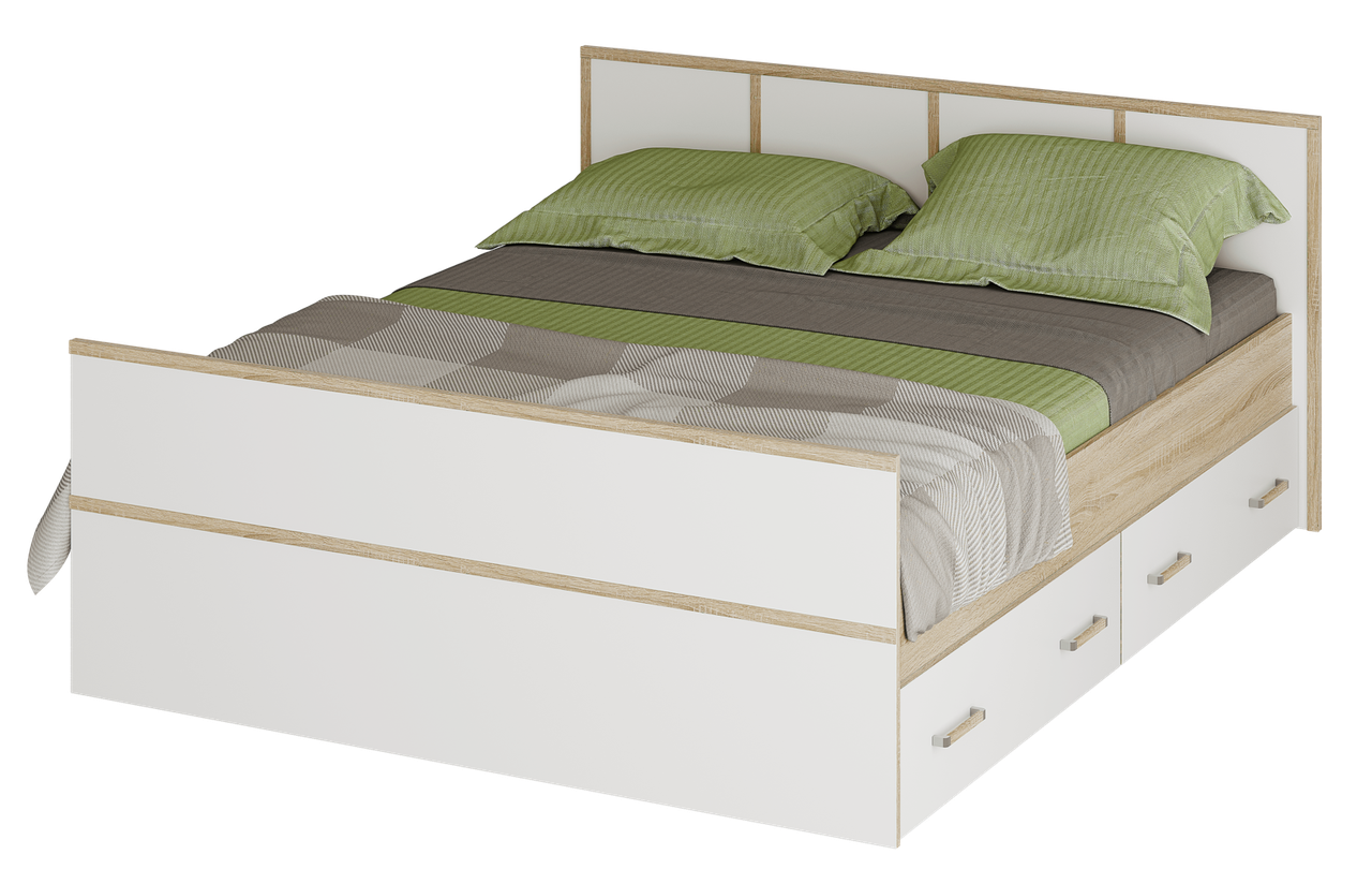 Кровать LIGHT Сакура 1,6м - Дуб сонома/Белый - фото 2 - id-p201849214