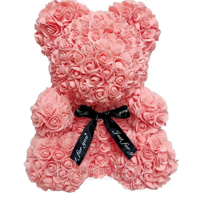 Мишка из роз ручной работы, 38 см в подарочной упаковке - фото 3 - id-p201849282