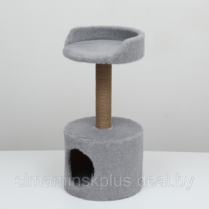 Дом для кошек с когтеточкой, с лежаком, круглый, 35 х 35 х 70 см, серый - фото 3 - id-p201857006
