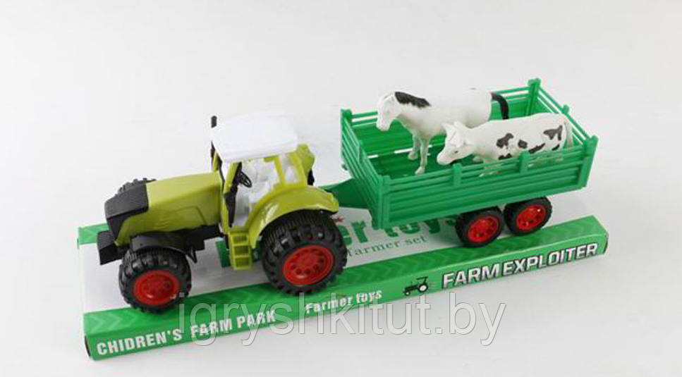 Игрушечный трактор с сельскохозяйственным прицепом, арт.0488-269
