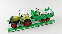 Игрушечный трактор с сельскохозяйственным прицепом, арт.0488-269
