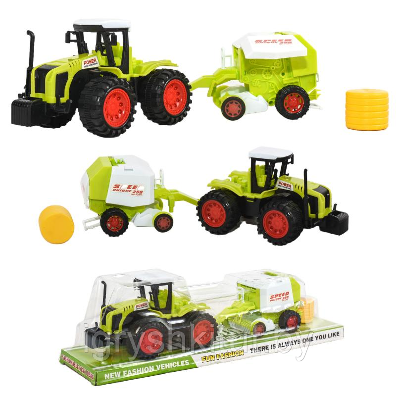 Игрушечный трактор с сельскохозяйственным прицепом, 3 вида, арт.666-141A/B/C - фото 2 - id-p201863205