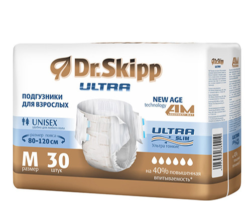 Подгузники для взрослых Dr.Skipp Ultra, размер 2 (М), 30 шт. - фото 1 - id-p201860028