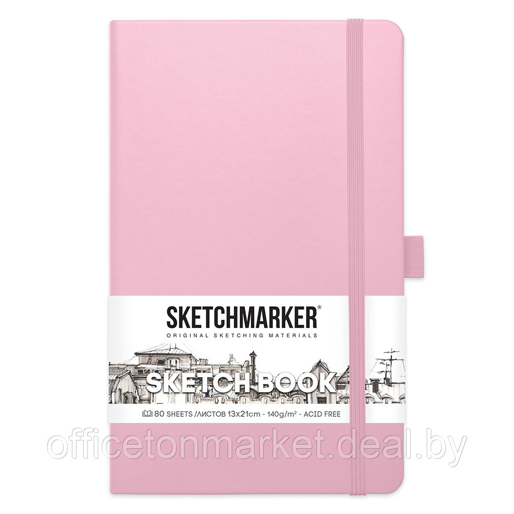 Скетчбук "Sketchmarker", 13x21 см, 140 г/м2, 80 листов, розовый - фото 1 - id-p201852351