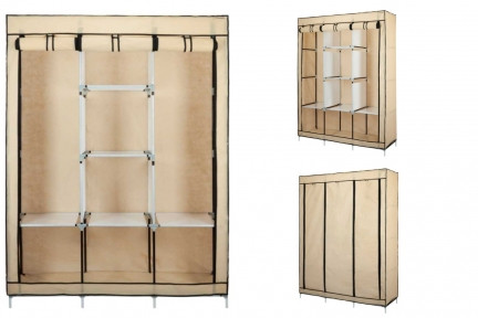 Складной шкаф Storage Wardrobe mod.88130  130 х 45 х 175 см. Трехсекционный Бежевый