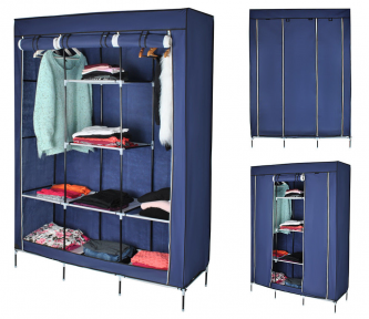 Складной шкаф Storage Wardrobe mod.88130  130 х 45 х 175 см. Трехсекционный Синий (темно синий)