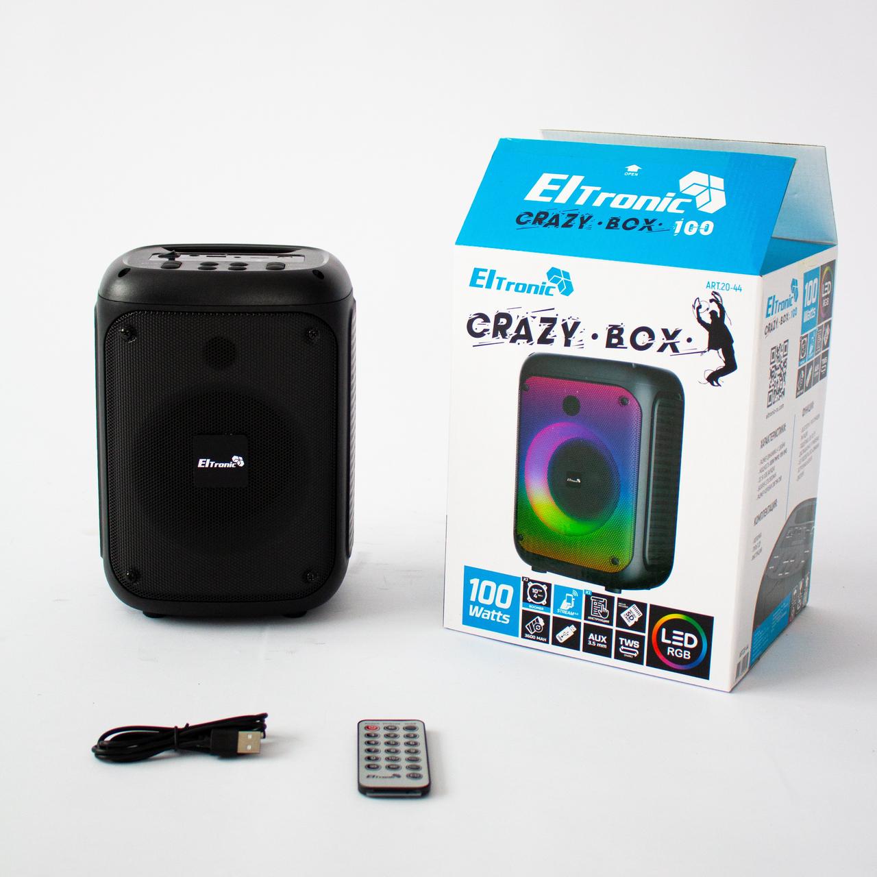 Портативная беспроводная bluetooth колонка Eltronic CRAZY BOX 100 арт. 20-44 с LED-подсветкой и RGB - фото 4 - id-p201865192