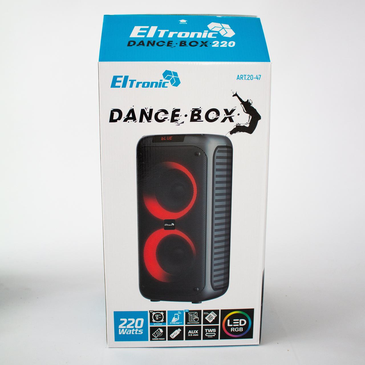 Портативная bluetooth колонка Eltronic DANCE BOX 220 Watts арт. 20-47 с LED-подсветкой и RGB светомузыкой, - фото 6 - id-p201865198