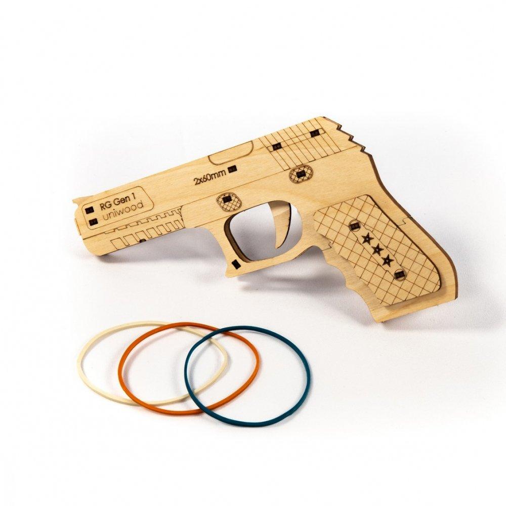 Деревянный конструктор (сборка без клея) Резиночный пистолет Rubber Gun UNIWOOD - фото 3 - id-p201864753