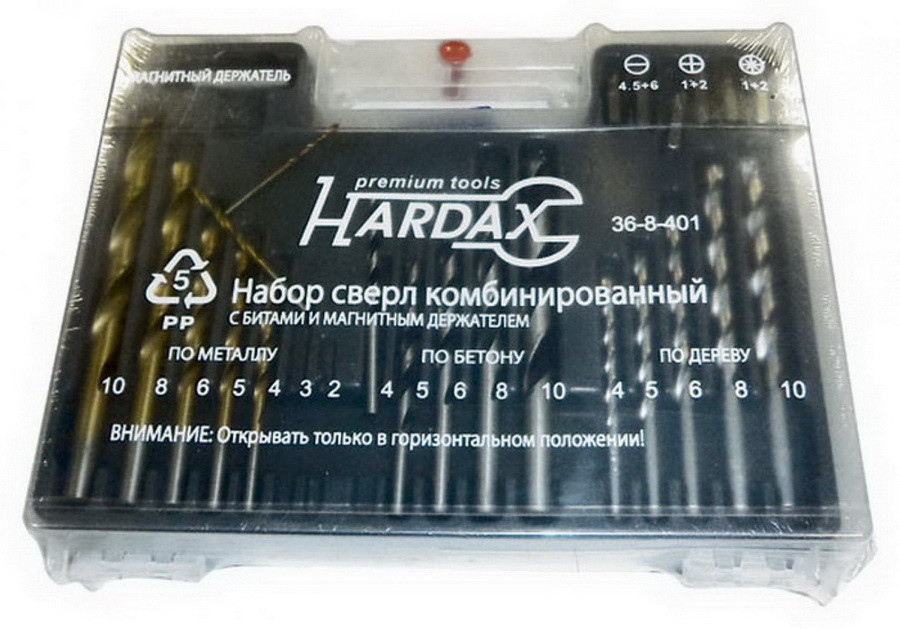 Набор сверл по бетону, металлу, дереву пластмассовый короб (уп. 27 шт.) - 36-8-401 //РемоКолор