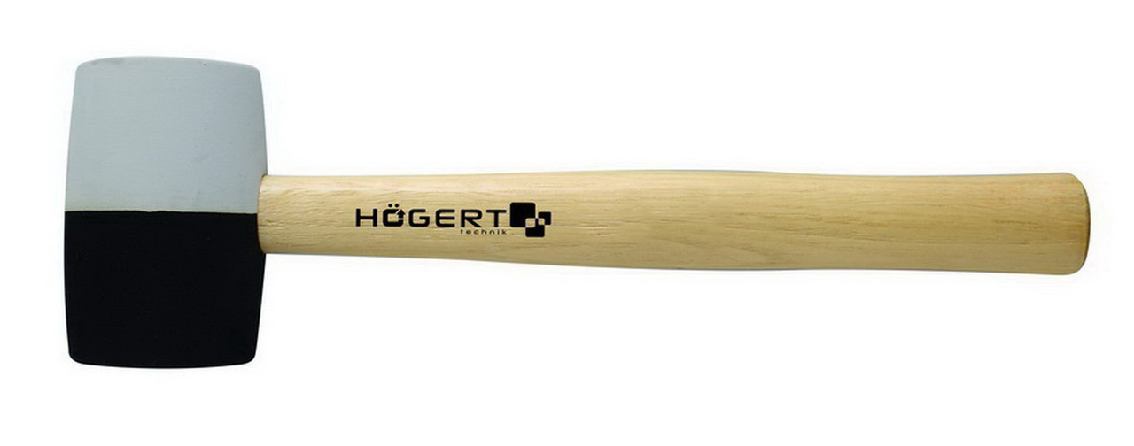 HOEGERT Молоток резиновый , черно-белый 450 г с деревянной рукояткой - HT3B044