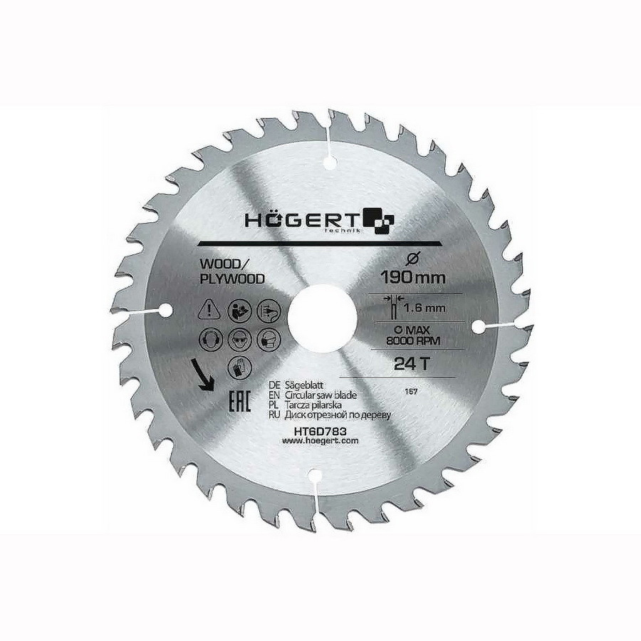 HOEGERT Пильный диск 190x24Tx30 мм - HT6D783 - фото 1 - id-p184453968