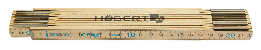 HOEGERT Метр складной деревянный 2 м, 10 частей, усиленный енные крепления - HT4M262