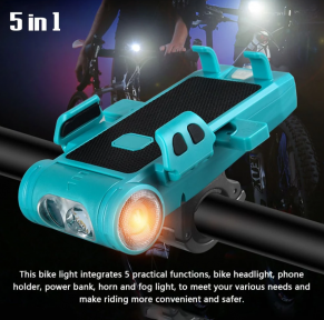 Велосипедный фонарь с держателем для телефона Bicycle Horn Light micro USB, встроенный аккумулятор звонок - фото 1 - id-p184855481