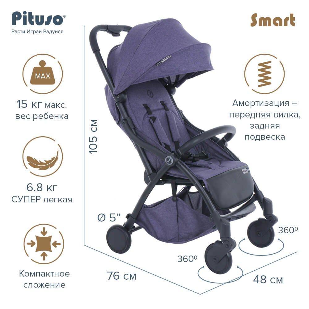 PITUSO Прогулочная коляска SMART PURPLE лавандовый лен B19 - фото 7 - id-p124904522