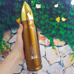 Термос в форме пули No Name Bullet Vacuum Flask, 500 мл Золотой корпус - фото 2 - id-p201901947