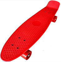 Скейт Пенни Борд (Penny Board) однотонный, матовые колеса 2 дюйма (цвет микс), до 60 кг. Красный