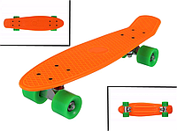 Скейт Пенни Борд (Penny Board) однотонный, матовые колеса 2 дюйма (цвет микс), до 60 кг. Оранжевый
