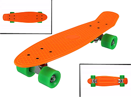 Скейт Пенни Борд (Penny Board) однотонный, матовые колеса 2 дюйма (цвет микс), до 60 кг.  Оранжевый