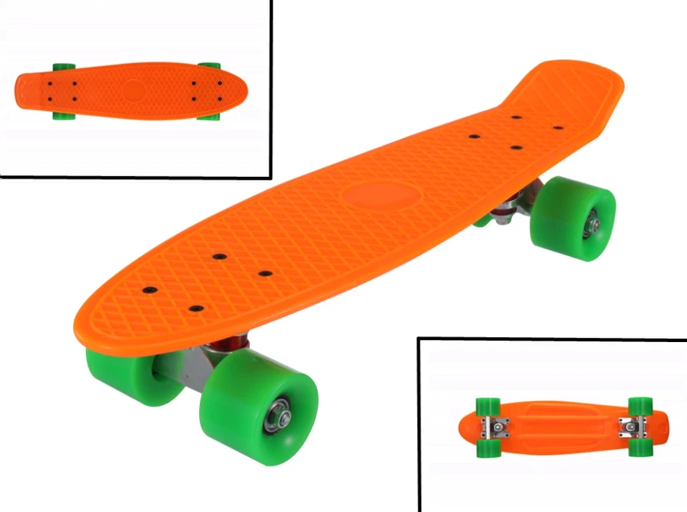Скейт Пенни Борд (Penny Board) однотонный, матовые колеса 2 дюйма (цвет микс), до 60 кг. Оранжевый - фото 1 - id-p201901310