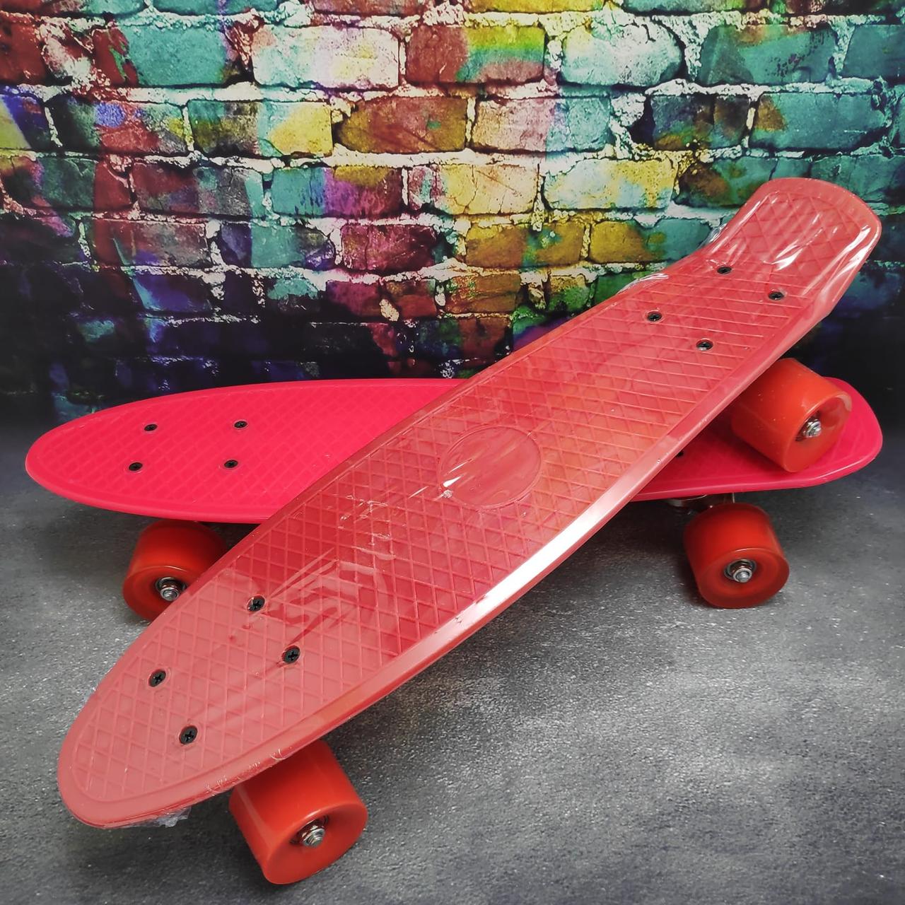 Скейт Пенни Борд (Penny Board) однотонный, матовые колеса 2 дюйма (цвет микс), до 60 кг. Оранжевый - фото 8 - id-p201901310
