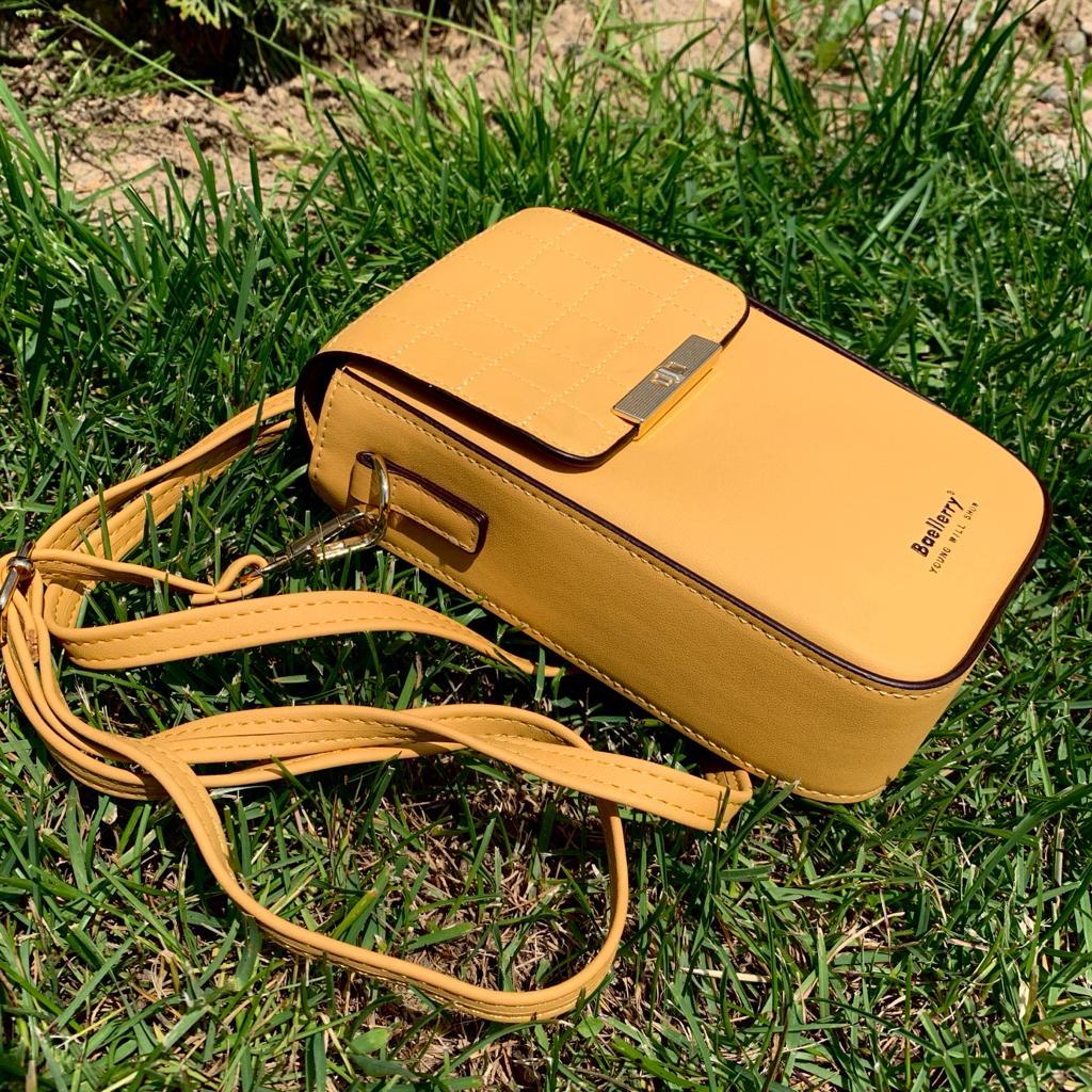 Женская сумка клатч BAELLERRY Show You 8612 для телефона с ремешком Темно-лимонная - фото 1 - id-p201902025