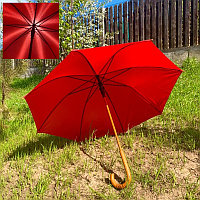 Зонт-трость универсальный Arwood Полуавтоматический / деревянная ручка Красный