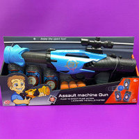 Детская игрушка оружие Бластер Assault Gun 40 см с мишенью, мягкими игровыми снарядами 12шт. 3+ Синий