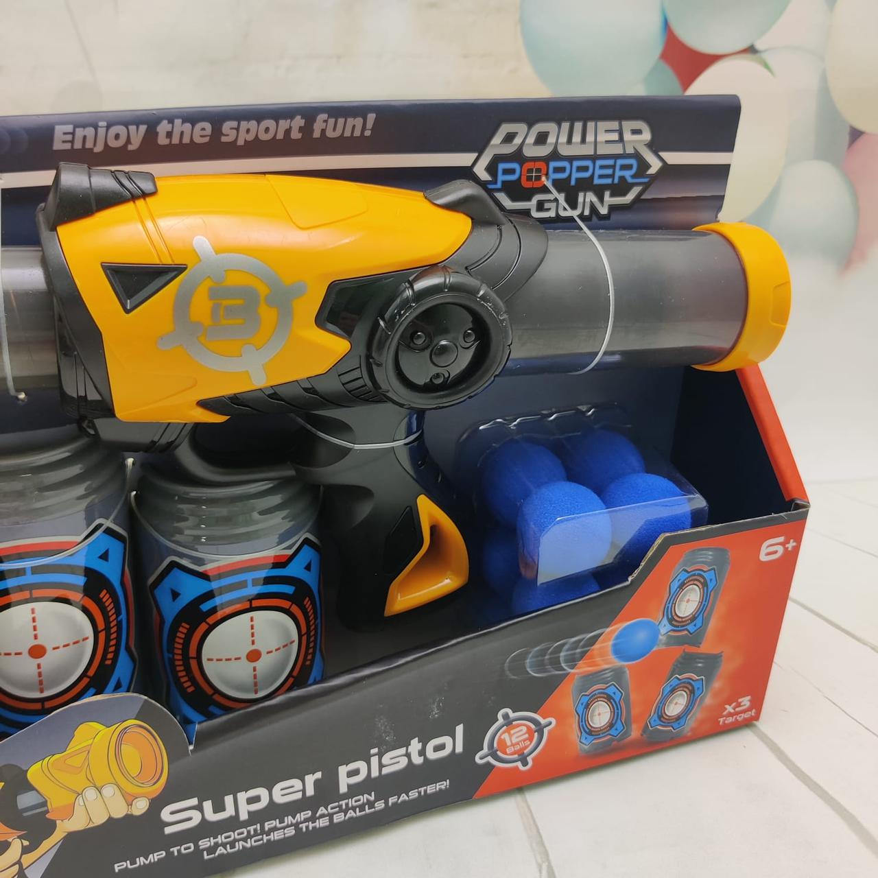 Детская игрушка оружие Бластер Assault Gun 29 см с мишенью, мягкими игровыми снарядами 12шт. 3+ Синий - фото 3 - id-p201901736