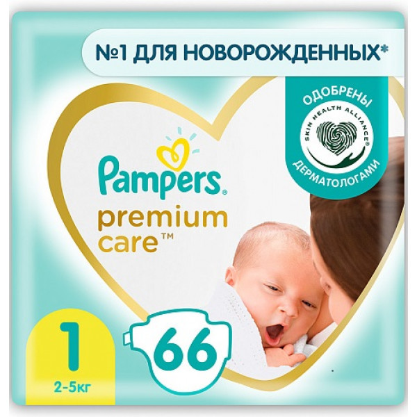 Подгузники Pampers Premium Care 1 (2-5кг) 66шт - фото 1 - id-p201900562