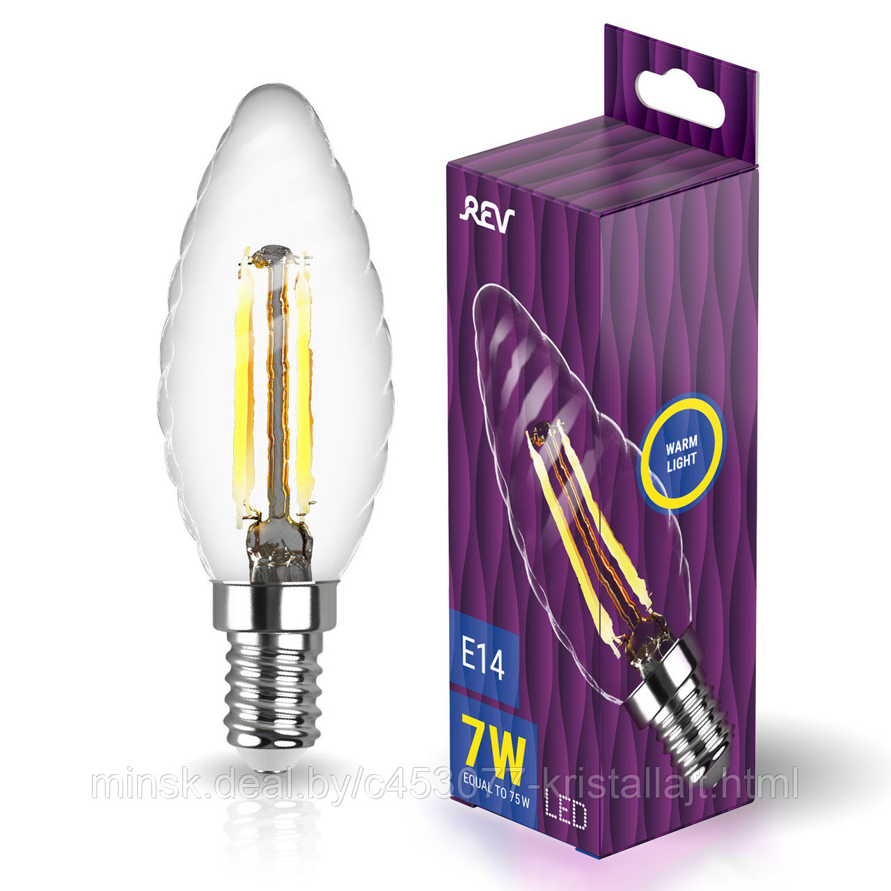 Лампа светодиодная Filament свеча витая ТС37 E14 7W, 2700K, DECO Premium, теплый свет - фото 2 - id-p201920467