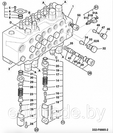 332/F6665,25/222930 Гидрораспределитель задний  JCB 3CX, 3CX Super, 4CX, фото 2